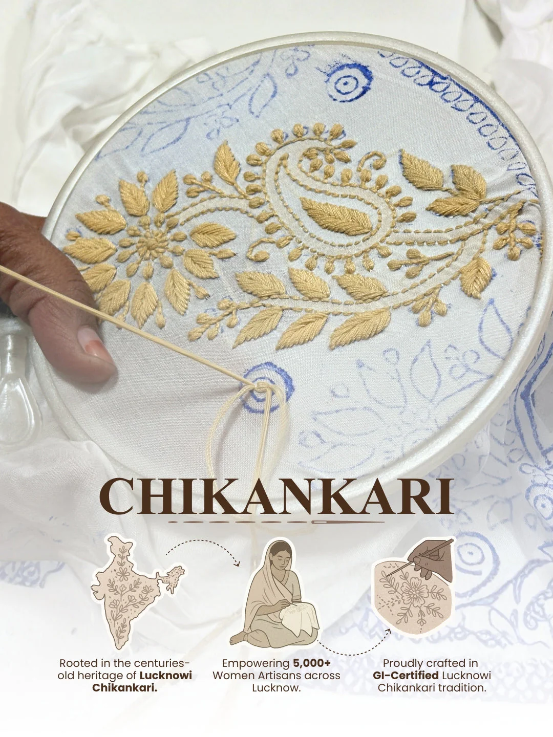 Sky Blue Tepchi Georgette Chikankari Dupatta Lucknawi Chikan - Image 4